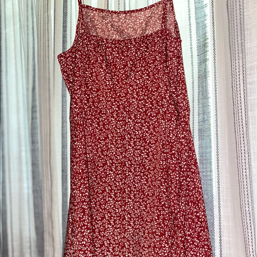 Shein dress red with white floral pattern